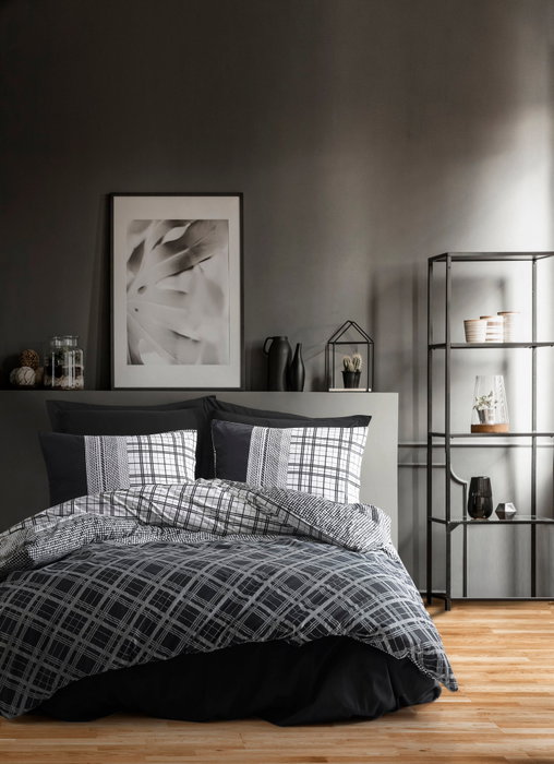 L'essentiel linge de maison Carlos - Juego de funda de edredón doble Negro, Blanco y Gris L'essentiel linge de maison Carlos - Juego de funda de edredón doble Negro, Blanco y Gris